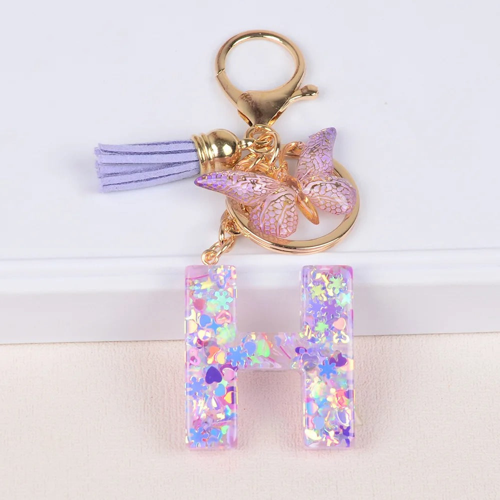 🔥Butterfly Letter Keychain Tassel Design Vibrant Durable Lightweight Gift